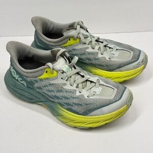 Hoka Speedgoat 5 Sneaker Lace Up Green Textile Breathable Trail Size 6.5